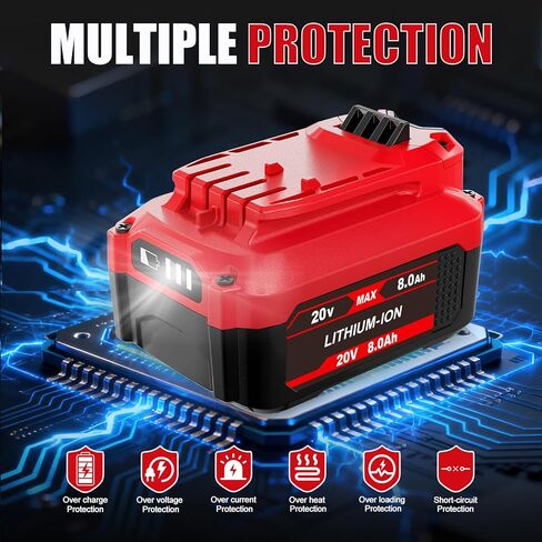 2PACK 20V 8.0Ah بطارية بديلة لبطارية ليثيوم أيون Craftsman V20 CMCB204 CMCB205 CMCB206، متوافقة مع أدوات الطاقة اللاسلكية Craftsman 20V in Kuwait