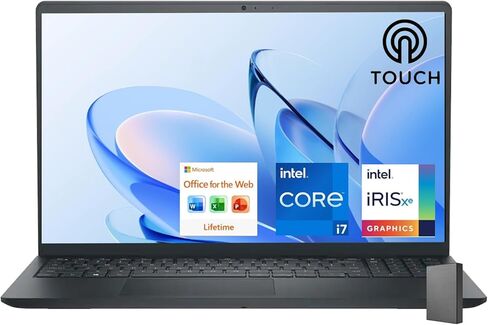 Dell Touchscreen 15.6 "كمبيوتر محمول للأعمال ، Windows 11 Pro 64GB RAM 2TB SSD ، معالج Intel Core I5-1235U ، رسومات Intel UHD ، عرض FHD LED ، Microsoft Office Lifetime Suite ، Carbon Black in Kuwait