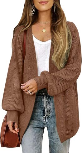 Womens Long Cardigan Sweater Fall 2025 Trendy Chunky Waffle Knit Oversized Open Front Dressy Cardigans for Women in Saudi Arabia