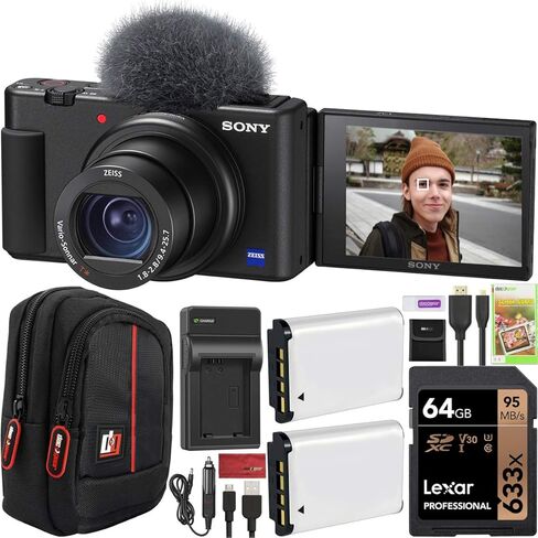 Sony ZV-1 Compact Digital Vlogging 4K HDR Video Camera for Content Creators & Vloggers DCZV1/B Renewed | Official USA Partner Model | Bundle with Deco Gear Case + 2X Battery + 64GB Card +Charger in Saudi Arabia