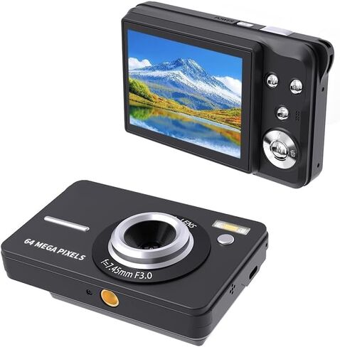 كاميرا تسجيل فيديو بدقة 4K كاميرا رقمية بدقة 48 ميجابكسل لليوتيوب، تركيز تلقائي للواي فاي ومضادة للاهتزاز، 2.8 مع تكبير 18X، تتضمن بطاقة SD سعة 32 جيجابايت، بطارية واحدة، كاميرا سفر (أسود أبيض) in Kuwait