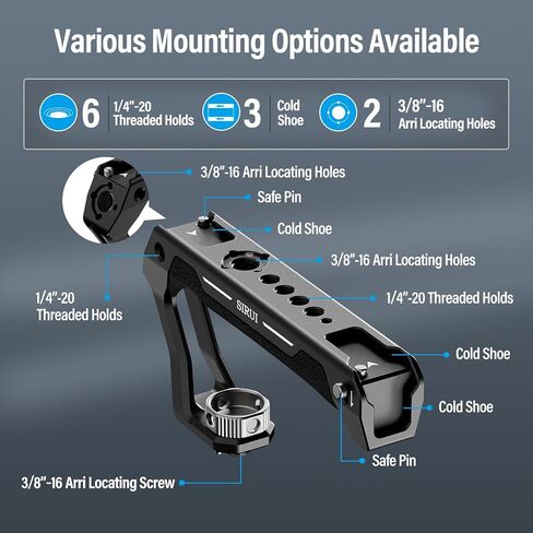 SIRUI Top Handle with 3/8"-16 ARRI Locating Pins Mount and Side Handle with ARRI Locating and Dual 1/4" Screw Mount Optional in Saudi Arabia