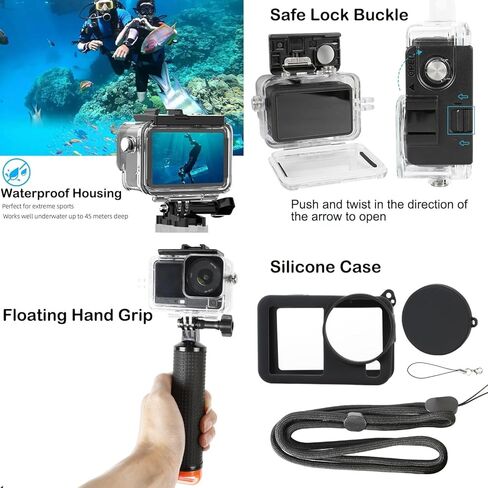 PellKing Accessories Kit for DJI Osmo Action 6,Carrying Case with Belt 135cm Selfie Stick Tripod Waterproof Housing Suction Cup Magnetic Handlebar Mount Qucik Release Clip 4 in 1 Body Mount in Saudi Arabia