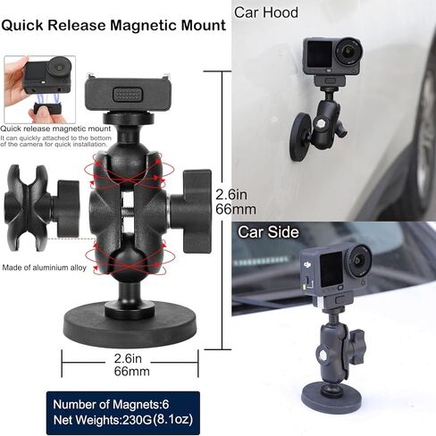 PellKing Accessories Kit for DJI Osmo Action 6,Carrying Case with Belt 135cm Selfie Stick Tripod Waterproof Housing Suction Cup Magnetic Handlebar Mount Qucik Release Clip 4 in 1 Body Mount in Saudi Arabia