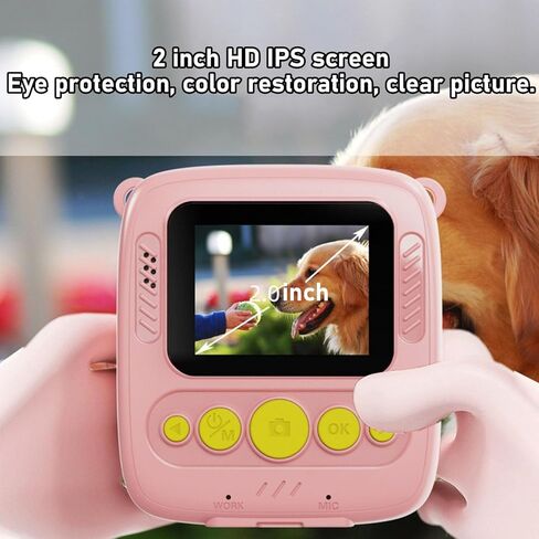 Yunseity Kids Camera Instant Print, 1080P 48M Kids Instant Cameras That Print Photos, 2 Inch Screen Toddler Photo Video Camera with Filters Photo Frames for Boys Girls (Pink) in Kuwait