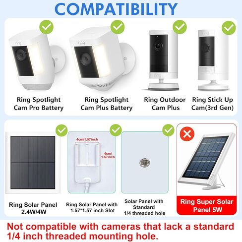 حامل جداري 2 في 1 لللوحة الشمسية Ring (2W/4W) وبطارية كاميرا Stick Up، كاميرا Ring Spotlight Cam Plus/Pro (بطارية)، زاوية قابلة للتعديل للتعرض الأمثل لأشعة الشمس في الهواء الطلق، أبيض in Saudi Arabia