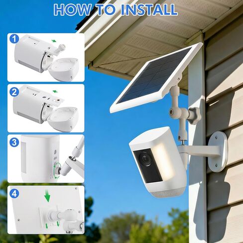 حامل جداري 2 في 1 لللوحة الشمسية Ring (2W/4W) وبطارية كاميرا Stick Up، كاميرا Ring Spotlight Cam Plus/Pro (بطارية)، زاوية قابلة للتعديل للتعرض الأمثل لأشعة الشمس في الهواء الطلق، أبيض in Saudi Arabia