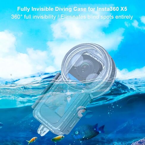 غطاء غوص غير مرئي مقاوم للماء بطول 50 مترًا من أجل Insta 360 X5 للاستكشاف تحت الماء والتقاط سلس ومضاد للخدش ومقاوم للصدمات وملحقات غطاء حماية بدون منطقة عمياء وتصميم بإبزيم آمن in Kuwait