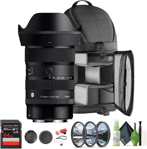 حزمة عدسة سيجما الفنية مقاس 17-40 مم f/1.8 DC من Canon RF (214972). العدسة المثالية للصور الاحترافية، وحفلات الزفاف، والمغامرات الداخلية والخارجية، والحياة البرية، والسفر، والسارفاري، واستخدام التصوير الفوتوغرافي + الملحقات in Kuwait