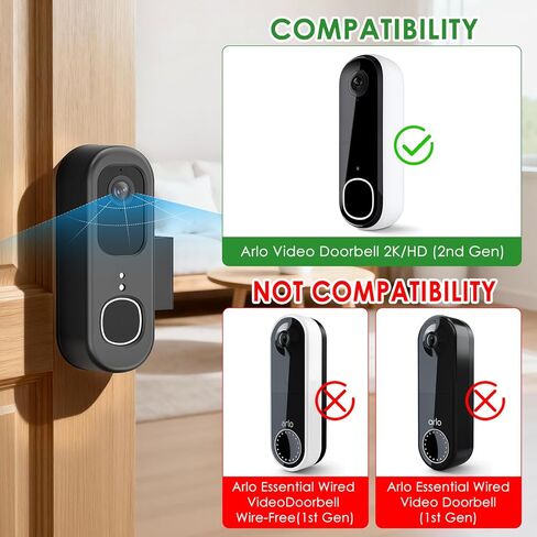 Anti-Theft Doorbell Mount for Arlo Video Doorbell 2K (2nd Gen), Arlo Camera Mount Easy No-Drill Mounting Bracket, Weatherproof Protection for Arlo Doorbell Camera, Ideal for Homes Apartments Rentals in Saudi Arabia