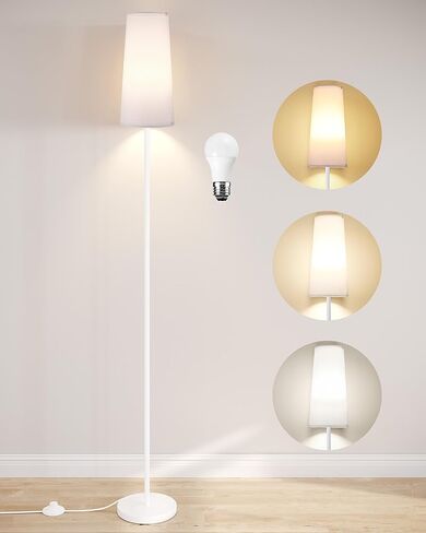 مصابيح أرضية SUNMORY لغرفة المعيشة/غرفة النوم/المكتب، مصباح قائم مع لمبة LED، مصباح طويل بدرجة حرارة 3 ألوان، مناسب للحديث/البوهو/المزرعة وأنماط الديكور المنزلي الأخرى، مصباح أرضي أسود in Kuwait