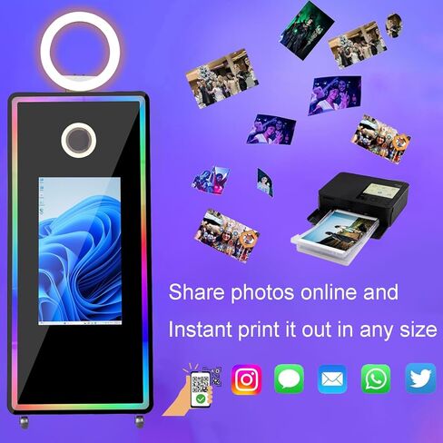 65 بوصة مرآة صور بوث 32 بوصة شاشة تعمل باللمس مرآة سحرية صور بوث آلة صورة شخصية حلقة ضوء RGB LED إطار لحفل زفاف تأجير الأحداث مع الدعائم السجادة الحمراء حالة الطيران in Kuwait