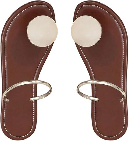 GORGLITTER Women's Toe Ring Sandals Metal Open Toe Strappy Flat Sandals Casual Summer Slides in Saudi Arabia