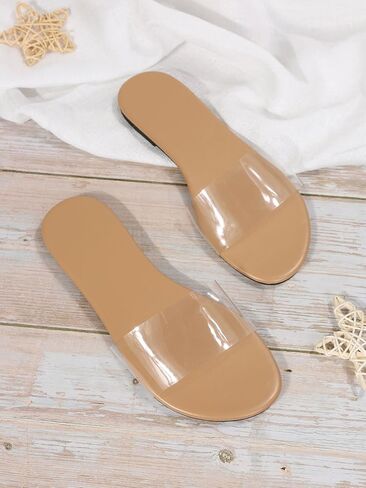 Women's Clear Flat Sandals Transparent Dressy Summer Open Toe Beach Sandals in Saudi Arabia