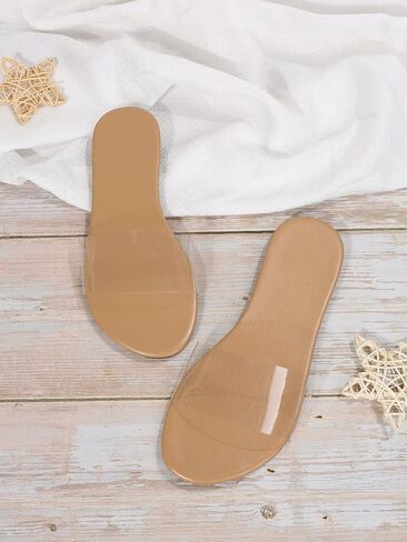 Women's Clear Flat Sandals Transparent Dressy Summer Open Toe Beach Sandals in Saudi Arabia