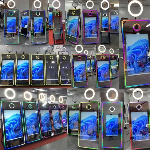 65in Magic Mirror Photo Booth with 43in All-in-one Touch-Start,Mirror Photo Booth Machine with RGB Lighting and Fill-in Lights,for All Events and Parties,with Flight Case (White, Machine + Full Set) in Saudi Arabia