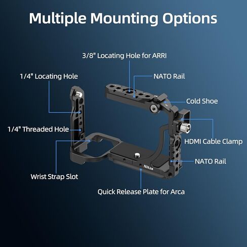 قفص Nitze لكاميرا Sony FX2، قفص FX2 متوافق مع مقبض Sony XLR، مع حاجز علوي من الناتو، وحذاء بارد مدمج، وسكة الناتو ولوحة تحرير سريعة لـ Arca-Swiss - T-S17B in Saudi Arabia