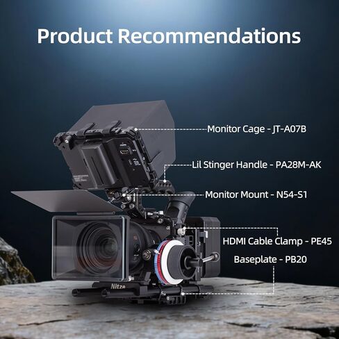 قفص Nitze لكاميرا Sony FX2، قفص FX2 متوافق مع مقبض Sony XLR، مع حاجز علوي من الناتو، وحذاء بارد مدمج، وسكة الناتو ولوحة تحرير سريعة لـ Arca-Swiss - T-S17B in Saudi Arabia