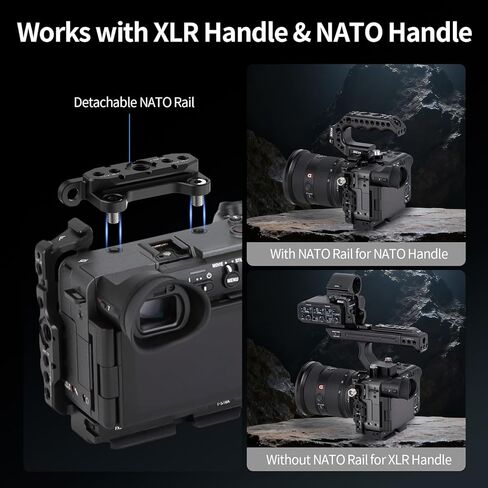 Nitze FX2 نصف قفص لكاميرا Sony FX2، مع مشبك كابل HDMI، وسكة ناتو علوية قابلة للفصل، وحذاء بارد مدمج، وسكك ناتو وتحرير سريع لـ Arca، متوافق مع مقبض Sony XLR - T-S18B in Saudi Arabia
