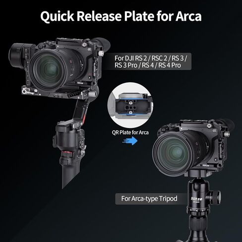 Nitze FX2 نصف قفص لكاميرا Sony FX2، مع مشبك كابل HDMI، وسكة ناتو علوية قابلة للفصل، وحذاء بارد مدمج، وسكك ناتو وتحرير سريع لـ Arca، متوافق مع مقبض Sony XLR - T-S18B in Saudi Arabia