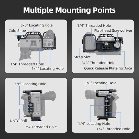 قفص Nitze FX2، قفص كامل لكاميرا Sony FX2 ومقبض XLR، مع حاجز الناتو المدمج، وحذاء بارد ولوحة إطلاق سريعة لـ Arca-Swiss - T-S16A in Saudi Arabia