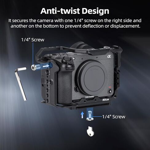 قفص Nitze FX2، قفص كامل لكاميرا Sony FX2 ومقبض XLR، مع حاجز الناتو المدمج، وحذاء بارد ولوحة إطلاق سريعة لـ Arca-Swiss - T-S16A in Saudi Arabia