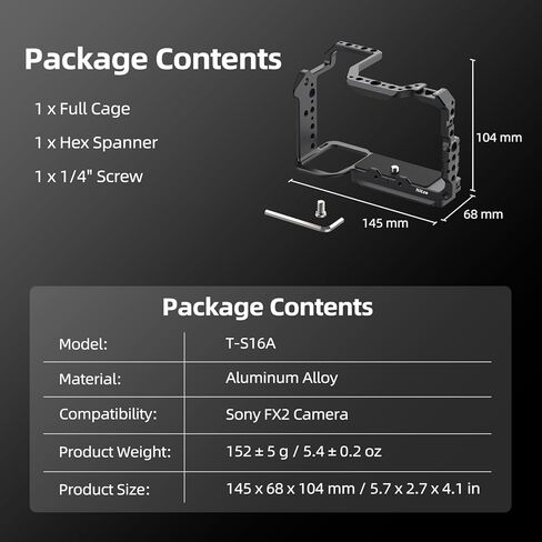 قفص Nitze FX2، قفص كامل لكاميرا Sony FX2 ومقبض XLR، مع حاجز الناتو المدمج، وحذاء بارد ولوحة إطلاق سريعة لـ Arca-Swiss - T-S16A in Saudi Arabia