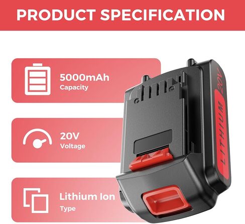 بطارية بديلة 5.0 أمبير 20 فولت لبطارية ليثيوم بلاك اند ديكر 20 فولت ماكس LBXR20 5000 مللي أمبير، متوافقة مع أدوات الطاقة اللاسلكية بلاك اند ديكر 20 فولت. in Saudi Arabia