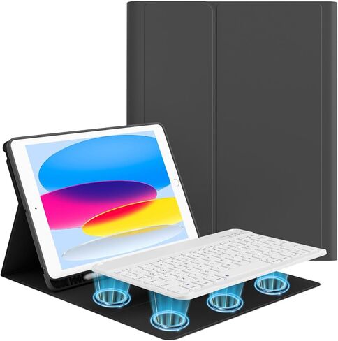حالة لوحة المفاتيح الذكية لجيل iPad 9/8/7th 10.2 بوصة 2021/2020/2019 ، غطاء الحامل الخلفي الناعم مع حامل القلم الرصاص الأيسر ، لوحة مفاتيح بلوتوث لاسلكية قابلة للفصل مغنطيسيًا ، أخضر داكن in Kuwait