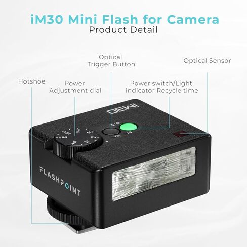 Flashpoint iM30 Mini Flash - Camera Flash GN 15, 7 Power Levels, IM 30 Mini Camera Flash for Canon/Sony zv1/Sony zve10 /Ricoh gr3/Nikon/Fuji f1-230... in Saudi Arabia