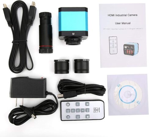 Cámara de microscopio industrial USB de alta definición HDMI con adaptador de conversión 100-240V 37MP 1080P 60FPS (enchufe de EE. UU.)(US Plug) in Saudi Arabia