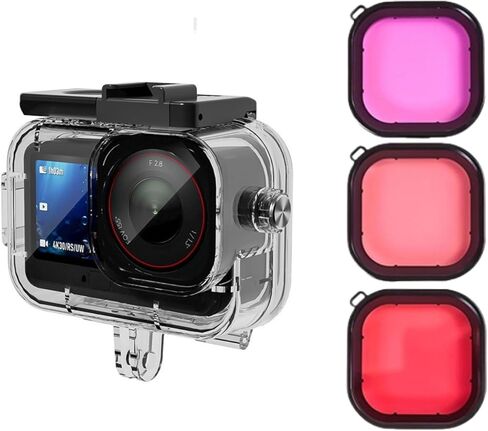 حافظة مقاومة للماء متوافقة مع DJI Osmo Action 6، للغوص تحت الماء وحماية كاميرا الحركة (حافظة مقاومة للماء + فلتر 3 ألوان) in Kuwait
