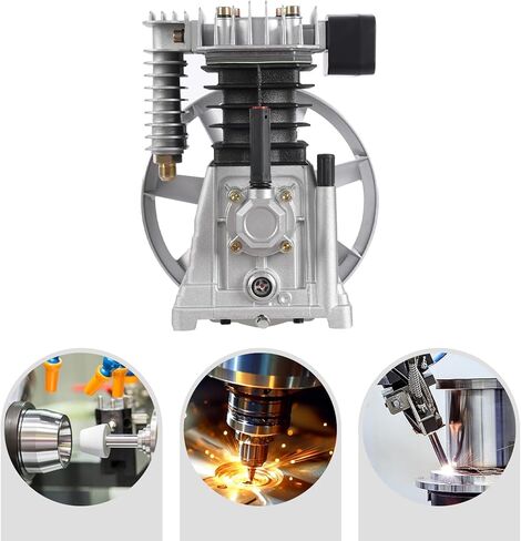 3HP 2.2KW Twin Cylinder Air Compressor Pump Head,250L/min Oil Lubricated Air Compressor Piston Pump with Suction and Exhaust Valve in Saudi Arabia