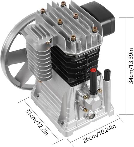 3HP 2.2KW Twin Cylinder Air Compressor Pump Head,250L/min Oil Lubricated Air Compressor Piston Pump with Suction and Exhaust Valve in Saudi Arabia