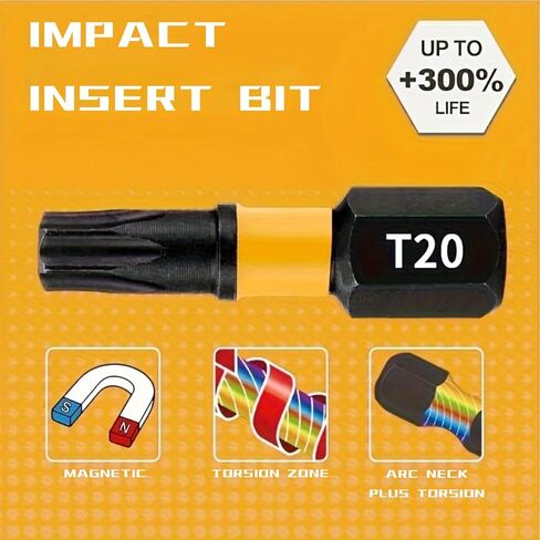 10pcs Torx T20 2.54cm Impact Screwdriver Bits Insertable Durable Bits for Plastic, Wood and Metal Projects Home Office Factory, 10pcs in Saudi Arabia