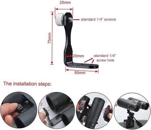 Universal L Type Metal Binocular Tripod Adapter, for Binoculars with 1/4" Screw Hole - Compatible with Standard Tripod, L-Shaped Mount Bracket for Binoculars(2 Pack) in Saudi Arabia