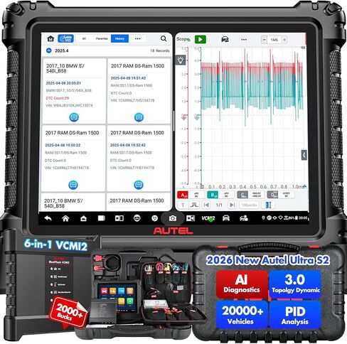 2025 Autel MaxiSYS Ultra S2 AI Scanner, Top Intelligent Up of MSUltra UltraEV MS919 S2, 6IN1 VCMI2 [Valued 3000$] Topology 3.0 PID Analysis Multi-Point DVI, Motor TruSpeed EV Test ECU Program 48 Reset in Saudi Arabia