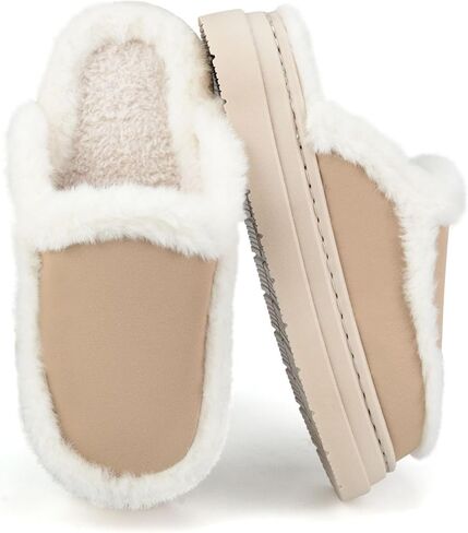 Fuzzy Slippers for Women and Men - Plush Lined Platform House Shoes with Anti-Slip Sole for Indoor Outdoor Comfort in Saudi Arabia