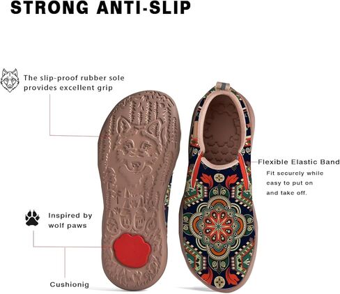 Onehorse Womens Slip On Travel Shoes - Loafers Mandala Painted Sneakers Lightweight Comfortable Casual Walking Shoes in Saudi Arabia