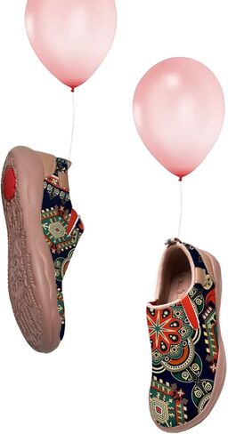 Onehorse Womens Slip On Travel Shoes - Loafers Mandala Painted Sneakers Lightweight Comfortable Casual Walking Shoes in Saudi Arabia