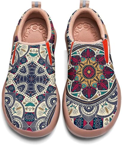 Onehorse Womens Slip On Travel Shoes - Loafers Mandala Painted Sneakers Lightweight Comfortable Casual Walking Shoes in Saudi Arabia