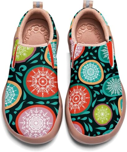 Onehorse Womens Slip On Travel Shoes - Loafers Mandala Painted Sneakers Lightweight Comfortable Casual Walking Shoes in Saudi Arabia