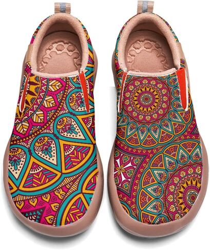 Onehorse Womens Slip On Travel Shoes - Loafers Mandala Painted Sneakers Lightweight Comfortable Casual Walking Shoes in Saudi Arabia