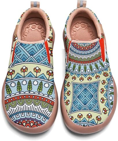 Onehorse Womens Slip On Travel Shoes - Loafers Mandala Painted Sneakers Lightweight Comfortable Casual Walking Shoes in Saudi Arabia