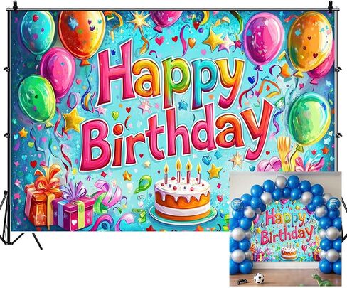 Neon Birthday Party Backdrops for Photoshoot, Happy Birthday Party Picture Decorations Wall Backdrop for Photography Decor Banner, Photographic Studio Photo Backgrounds 7X5 FT in Saudi Arabia