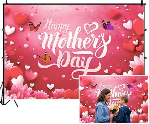 Mother's Day Backdrops for Photoshoot, Happy Mothers Day Picture Party Decorations Wall Backdrop for Photography Decor Banner, Photographic Studio Photo Backgrounds 7X5 FT in Kuwait