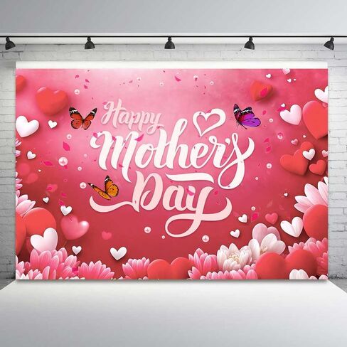 Mother's Day Backdrops for Photoshoot, Happy Mothers Day Picture Party Decorations Wall Backdrop for Photography Decor Banner, Photographic Studio Photo Backgrounds 7X5 FT in Kuwait