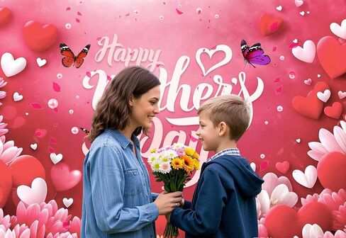Mother's Day Backdrops for Photoshoot, Happy Mothers Day Picture Party Decorations Wall Backdrop for Photography Decor Banner, Photographic Studio Photo Backgrounds 7X5 FT in Kuwait