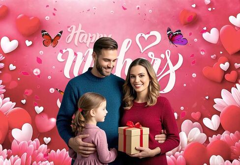 Mother's Day Backdrops for Photoshoot, Happy Mothers Day Picture Party Decorations Wall Backdrop for Photography Decor Banner, Photographic Studio Photo Backgrounds 7X5 FT in Kuwait