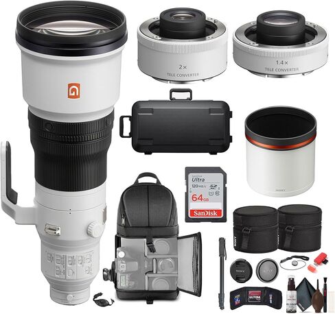 عدسة Sony FE مقاس 600 مم f/4 GM OSS + محولات تقريب 1.4X و2X + بطاقة ذاكرة سعة 64 جيجابايت + حقيبة ظهر + ملحقات in Saudi Arabia